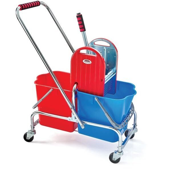 Flora Çift Kovalı Temizlik Arabası Krom