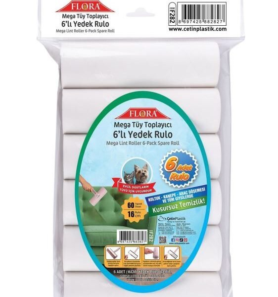 Flora Mega Tüy Toplayıcı 6'Lı Yedek Rulo